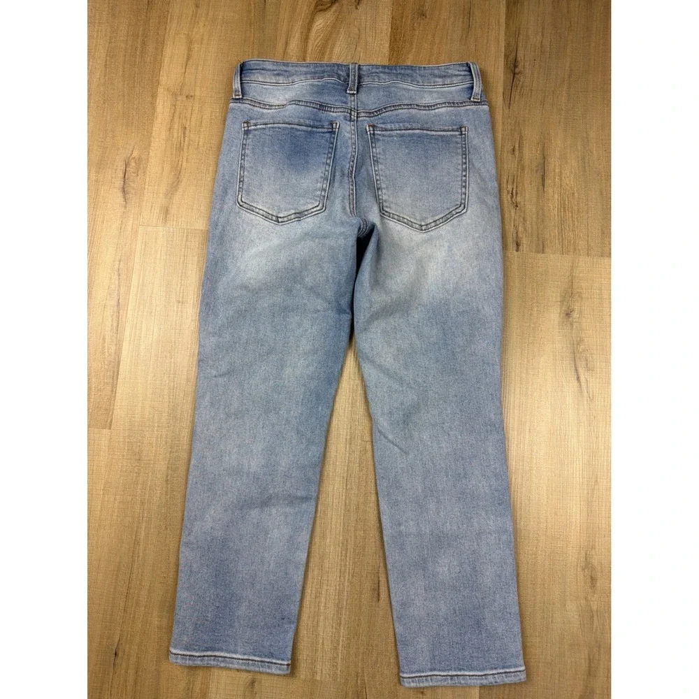 Kut from the Kloth Catherine High Rise Crop Straight Leg Distressed Jeans Blue 6